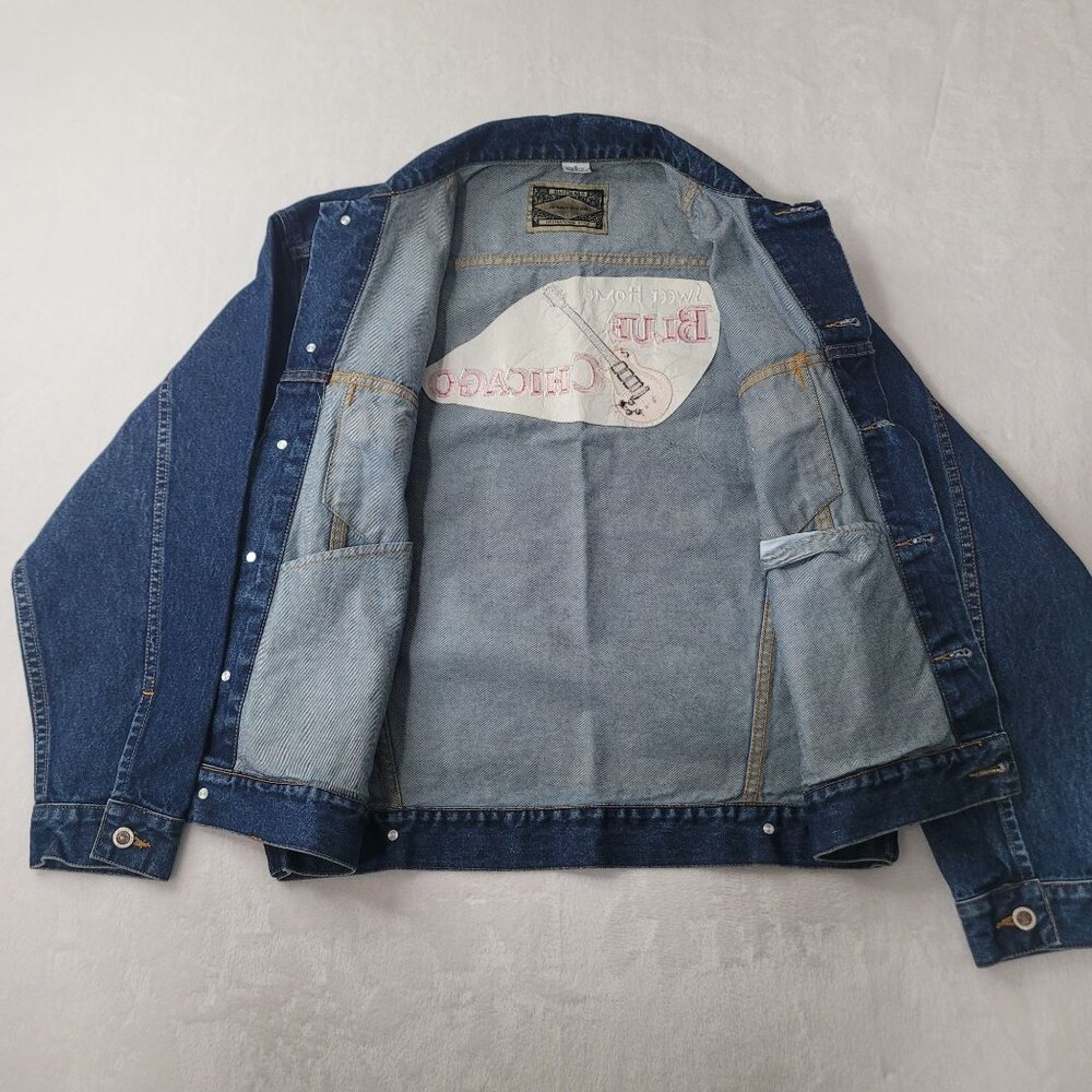 Haleman Sweet Home Blue Chicago Men's Denim Jacket Size M - Picture 3 of 11